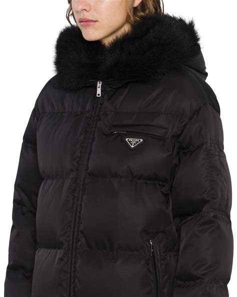 prada black jacket women lace detail|prada re nylon puffer jacket.